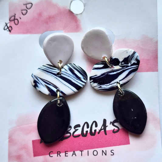 Black and White Marble Earring Collection